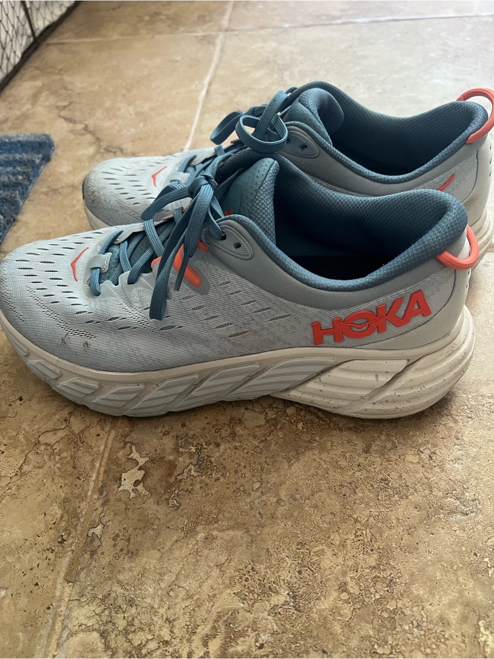Hoka Women's Light Blue Running Sneakers with Coral Accents